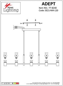 Φωτιστικό Οροφής  SE21-NM-120 ADEPT NICKEL MATT METAL PENDANT