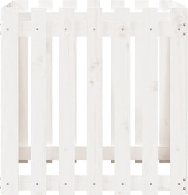 vidaXL Ζαρντινιέρα με Σχέδιο Φράχτη Λευκή 70 x 70 x 70 εκ. Μασίφ Πεύκο