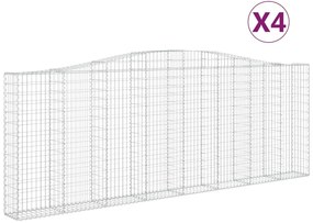 vidaXL Συρματοκιβώτια Τοξωτά 4 τεμ. 400x30x140/160 εκ. Γαλβαν. Ατσάλι