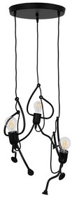 Κρεμαστό Φωτιστικό Οροφής 3xE27 Μαύρο LITTLE MAN 01655 Globostar-1655-Μαύρο 1655