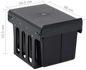 vidaXL Κάδος για Ντουλάπι Κουζίνας Συρόμενος 36 Λίτρων με Soft-Close