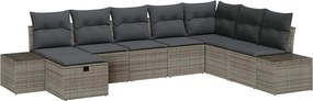 vidaXL Σετ Καναπέ Κήπου με μαξιλάρι 8 pcs Γκρι Πολυ ράταν