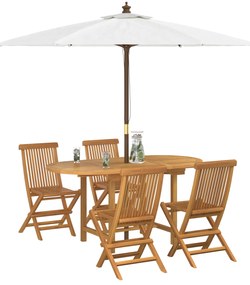vidaXL 5 τεμαχίων σετ κήπου μασίφ ξύλο teak