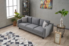 Τριθέσιος Καναπές Γκρι KALE LINEN 91x222x83
