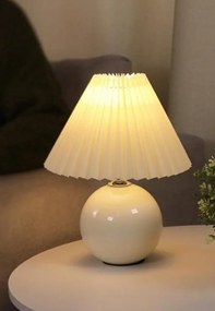 Stewehome Μοντέρνο Επιτραπέζιο Φωτιστικό Κρεμ Ομπρέλα με Ροζ Βάση