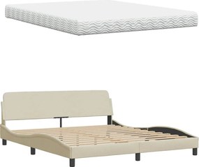 vidaXL Κρεβάτι με Στρώμα Κρεμ 160x200 εκ. Υφασμάτινο