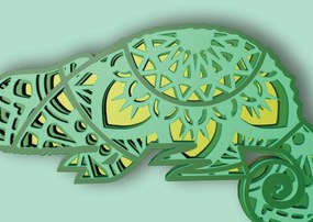 Σετ των 2 Intra απο ξύλο plywood 3mm-4mm πάχος Chameleon Mandala, 4 Layers Δίασταση 30x30 cm INTRAFABR-30930969