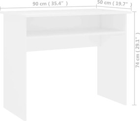 vidaXL Γραφείο Λευκό 90 x 50 x 74 εκ. από Επεξ. Ξύλο