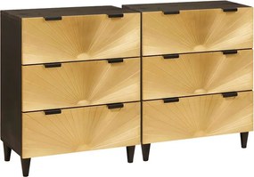 vidaXL Σετ Μπουφέδων 2 pcs Μαύρο και Ορείχαλκος 120 x 33 x 75 εκ