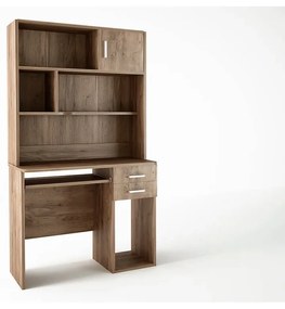 Intrahome Γραφείο με εταζέρα σε χρώμα καρυδί 100x55x180 Intrahomesa-00652300