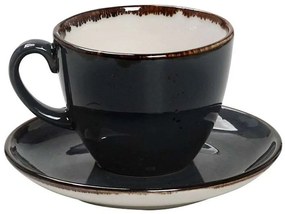 Φλυτζάνι Τσαγιού Με Πιατάκι Terra TLG110K6 Φ16x8cm 350ml Grey Espiel Porcelain