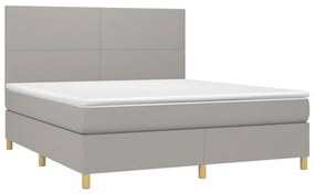vidaXL Κρεβάτι Boxspring με Στρώμα &amp; LED Αν.Γκρι 180x200εκ. Υφασμάτινο