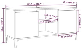 Έπιπλο Τηλεόρασης Γκρι Sonoma 103,5x35x50 εκ. Μεταλλικά Πόδια - Γκρι