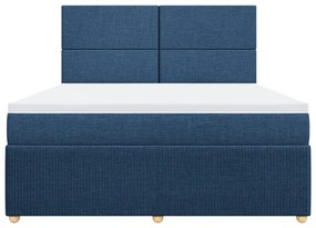 Κρεβάτι Boxspring με Στρώμα Μπλε 180x200 εκ. Υφασμάτινο - Μπλε