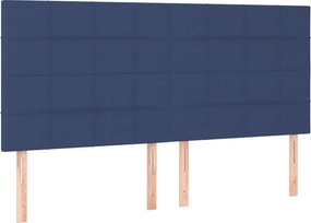 vidaXL Κρεβάτι Boxspring με Στρώμα Μπλε 160x200 εκ. Υφασμάτινο