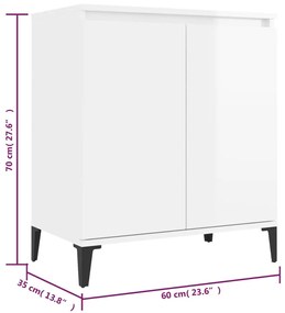 vidaXL Ντουλάπι Γυαλιστερό Λευκό 60x35x70 εκ. από Επεξεργασμένο Ξύλο
