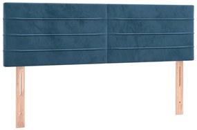 Κεφαλάρι Κρεβατιού LED Σκούρο Μπλε 144x5x78/88 εκ. Βελούδινο - Μπλε