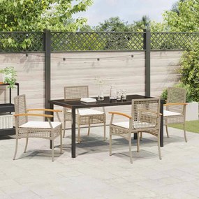 vidaXL Σέτ φαγητού για κήπο 5 pcs Μπεζ συνθετικό ρατάν