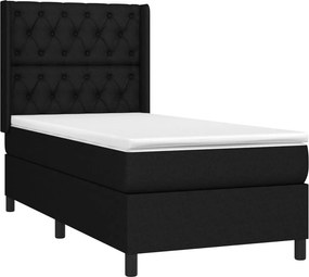 vidaXL Κρεβάτι Boxspring με Στρώμα Μαύρο 80 x 200 εκ. Υφασμάτινο