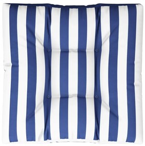 vidaXL Μαξιλάρι Παλέτας Μπλε & Λευκό Ριγέ 80 x 80 x 12 εκ. Υφασμάτινο
