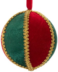 Χριστουγεννιάτικη Μπάλα Βελούδινη Πράσινη-Κόκκινη 10εκ. iliadis 90412