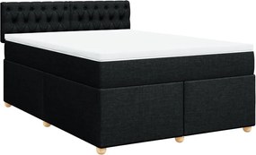 vidaXL Κρεβάτι Boxspring με Στρώμα Μαύρο 140x190 εκ. Υφασμάτινο