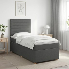 vidaXL Κρεβάτι box spring με στρώμα Σκούρο Γκρι 80 x 200 cm Ύφασμα