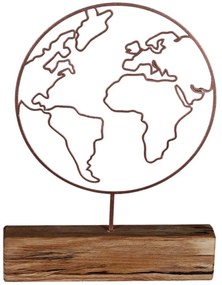 Διακοσμητικό Επιτραπέζιο World 533BSG1160 22x3,5x30cm Natural-Bronze Aberto Design Metal,Wood