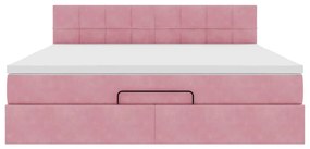 Οθωμανικό κρεβάτι με στρώμα &amp; LEDs Ροζ 160x200cm Βελούδο 3312637