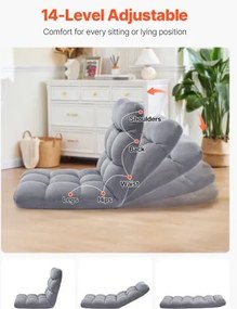 VEVOR Floor Chair with Back Support Folding Sofa Chair 14 Adjustable Positions