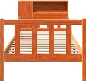 vidaXL Κρεβάτι Βιβλιοθήκη Χωρίς Στρώμα Καφέ 75x190 εκ Μασίφ Πεύκο