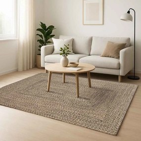 vidaXL Χαλί Περιοχής Φυσικό και Μαύρο 240 x 240 cm Γιούτα