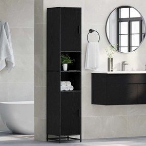 vidaXL Ντουλάπι Μπάνιου με ράφι Μαύρη δρυς 35 x 37.5 x 188.5 εκατοστά