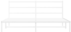 vidaXL Πλαίσιο Κρεβατιού με Κεφαλάρι Λευκό 193 x 203 εκ. Μεταλλικό