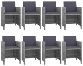 vidaXL Σετ Τραπεζαρίας Εξ. Χώρου 9 τεμ. Ανθρακί Συνθ Ρατάν + Μαξιλάρια