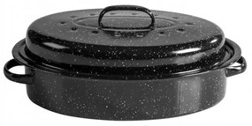 Ταψί Rosberg R54523A, 42x32 cm, μαρμάρινη επίστρωση, Επαγωγή, Σμάλτο, Μαύρο