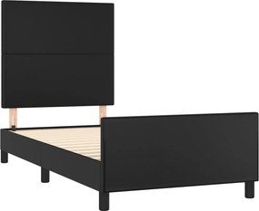 vidaXL Πλαίσιο Κρεβατιού με Κεφαλάρι Μαύρο90x200εκ. από ΣυνθετικόΔέρμα