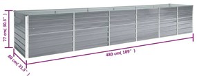 vidaXL Ζαρντινιέρα Υπερυψωμένη Γκρι 480x80x77 εκ. Γαλβαν. Χάλυβας