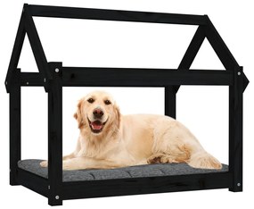 Κρεβάτι Σκύλου Μαύρο 81x60x70 εκ. από Μασίφ Ξύλο Πεύκου - Μαύρο