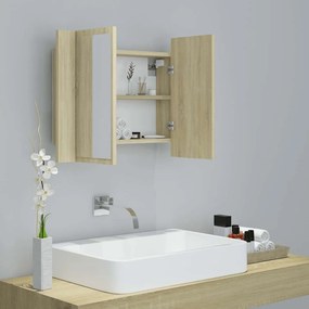 vidaXL Ντουλάπι Μπάνιου με Καθρέφτη &amp; LED Sonoma Δρυς Ακρυλικός