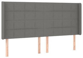 vidaXL Κρεβάτι Boxspring με Στρώμα &amp; LED Σκ.Γκρι 200x200εκ. Υφασμάτινο