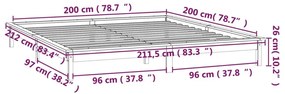 Πλαίσιο Κρεβατιού με LED 200 x 200 εκ. από Μασίφ Ξύλο - Καφέ