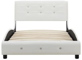 vidaXL Κρεβάτι Λευκό 90 x 200 εκ. από Δερματίνη με Στρώμα Αφρού Μνήμης