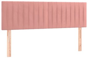vidaXL Κρεβάτι Boxspring με Στρώμα &amp; LED Ροζ 140x200 εκ. Βελούδινο