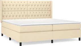 vidaXL Κρεβάτι Boxspring με Στρώμα Κρεμ 200x200 εκ. Υφασμάτινο