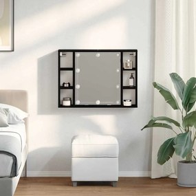 vidaXL Καθρέφτης Ντουλάπι LED - Μαύρη Δρυς - 76x15x55 εκ. - Κατασκευασμένο από Επεξεργασμένο Ξύλο