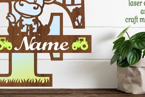 Σετ των 2 Intra απο ξύλο plywood 3mm-4mm πάχος - Μονόγραμμα κεφαλαίων αγελάδας Γράμμα F Αποκοπή Δίασταση 30x20 cm INTRAFABR-74483622