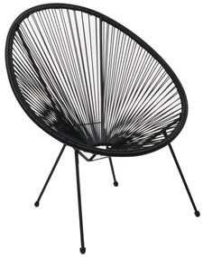ACAPULCO Πολυθρόνα Μέταλλο Βαφή Μαύρο, Plastic Rattan Μαύρο