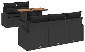 vidaXL Σετ Καναπέ Κήπου με αποθήκευση 6 pcs Μαύρο Πολυ ράταν
