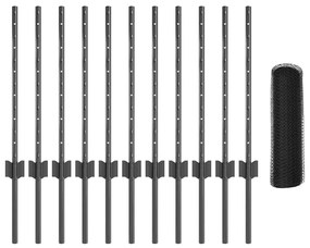 vidaXL Τεντώτο με στήριγμα Γκρι 0,5 x 25 μ. Ατσάλι